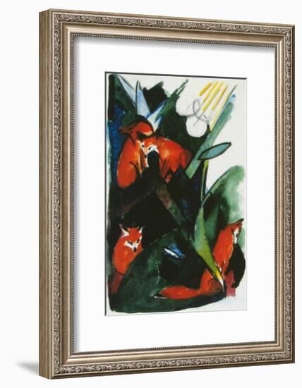 Four Foxes , Postcard to Kandinsky, c.1913-Franz Marc-Framed Art Print