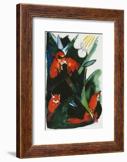 Four Foxes , Postcard to Kandinsky, c.1913-Franz Marc-Framed Art Print