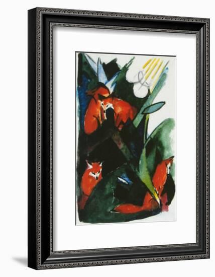 Four Foxes , Postcard to Kandinsky, c.1913-Franz Marc-Framed Art Print