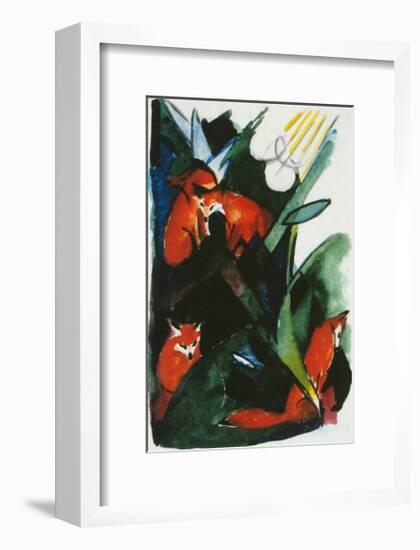 Four Foxes , Postcard to Kandinsky, c.1913-Franz Marc-Framed Art Print