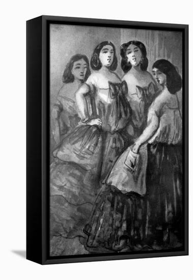 Four Girls, 19th Century-Constantin Guys-Framed Premier Image Canvas