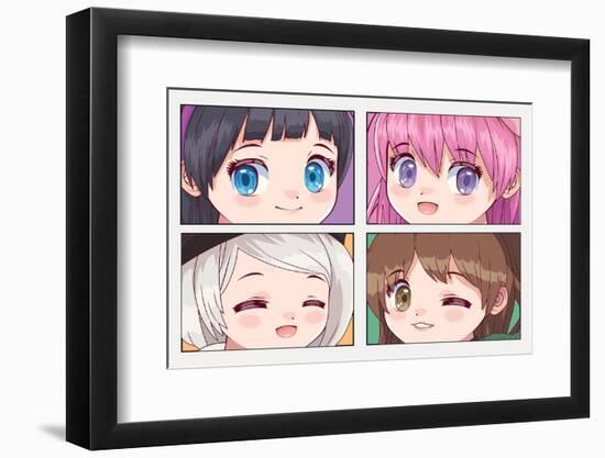 Four Girls Anime Style-jemastock-Framed Photographic Print