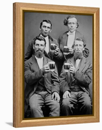 Four Guys and their Mugs of Beer, Ca. 1880-null-Framed Premier Image Canvas