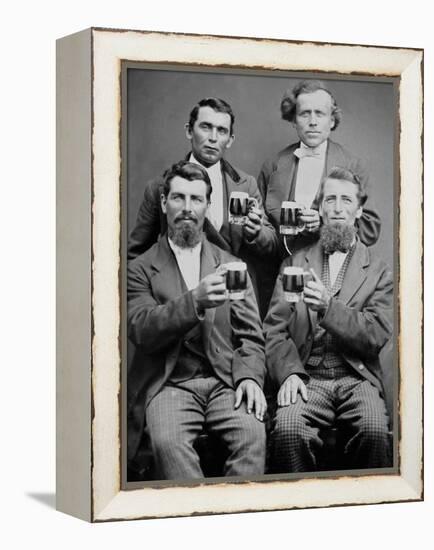 Four Guys and their Mugs of Beer, Ca. 1880-null-Framed Premier Image Canvas
