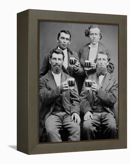 Four Guys and their Mugs of Beer, Ca. 1880-null-Framed Premier Image Canvas