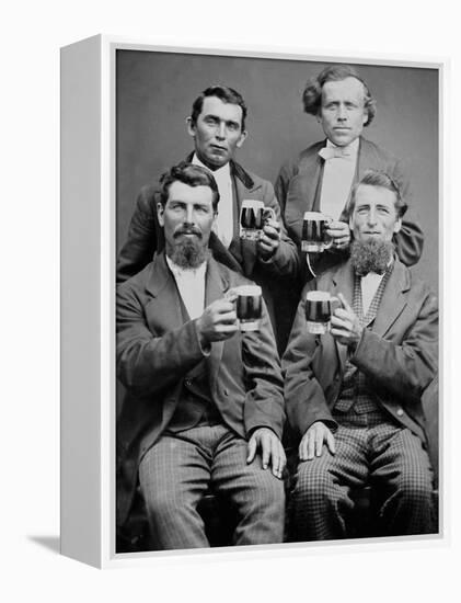 Four Guys and their Mugs of Beer, Ca. 1880-null-Framed Premier Image Canvas