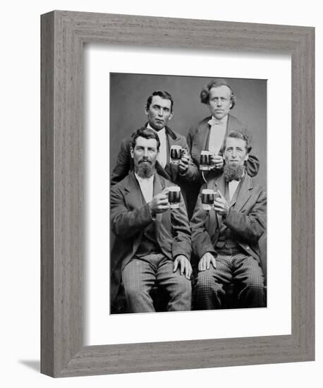 Four Guys and their Mugs of Beer, Ca. 1880-null-Framed Photographic Print