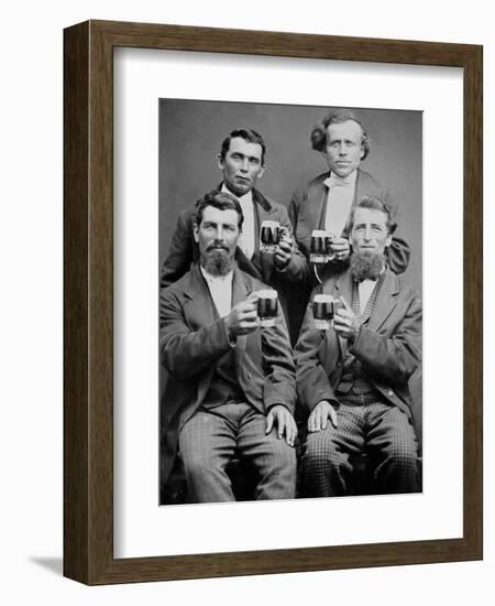 Four Guys and their Mugs of Beer, Ca. 1880-null-Framed Photographic Print