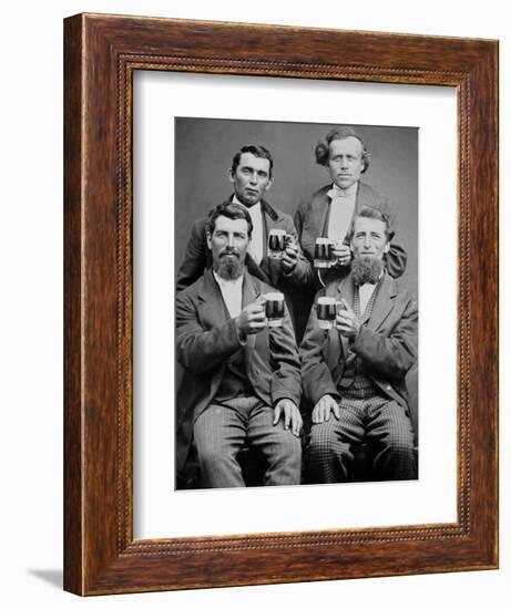 Four Guys and their Mugs of Beer, Ca. 1880-null-Framed Photographic Print