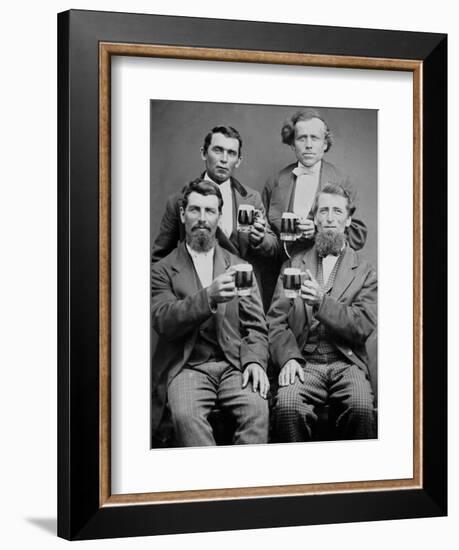 Four Guys and their Mugs of Beer, Ca. 1880-null-Framed Photographic Print