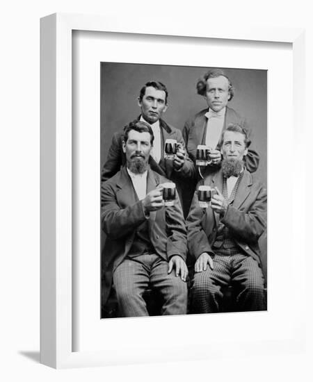 Four Guys and their Mugs of Beer, Ca. 1880-null-Framed Photographic Print