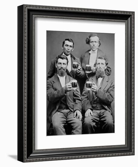 Four Guys and their Mugs of Beer, Ca. 1880-null-Framed Photographic Print