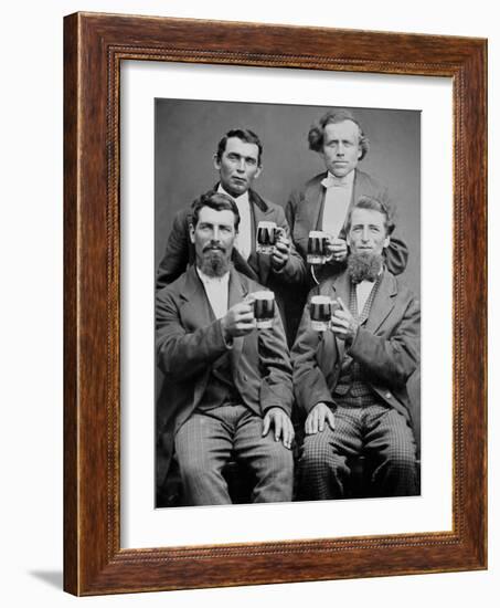 Four Guys and their Mugs of Beer, Ca. 1880-null-Framed Photographic Print