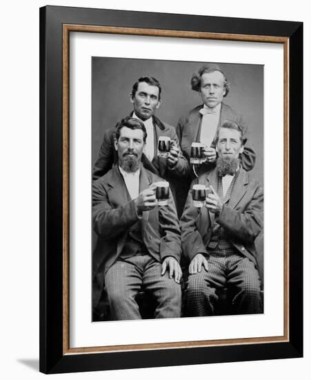 Four Guys and their Mugs of Beer, Ca. 1880-null-Framed Photographic Print