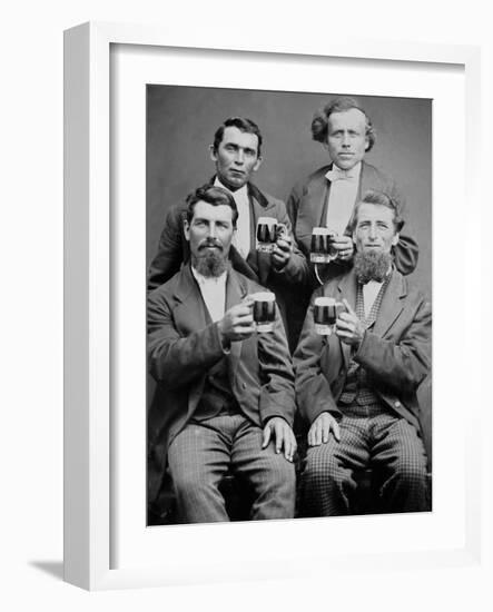 Four Guys and their Mugs of Beer, Ca. 1880-null-Framed Photographic Print