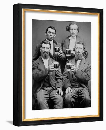 Four Guys and their Mugs of Beer, Ca. 1880-null-Framed Photographic Print