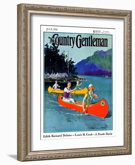 "Four-H Camp," Country Gentleman Cover, July 1, 1933-W.F. Soare-Framed Giclee Print