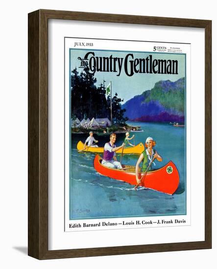 "Four-H Camp," Country Gentleman Cover, July 1, 1933-W.F. Soare-Framed Giclee Print