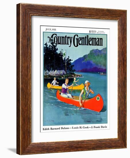 "Four-H Camp," Country Gentleman Cover, July 1, 1933-W.F. Soare-Framed Giclee Print