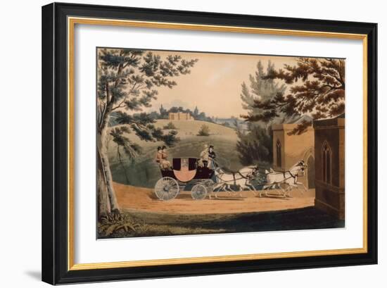 Four in Hand (Coloured Engraving)-James Pollard-Framed Giclee Print