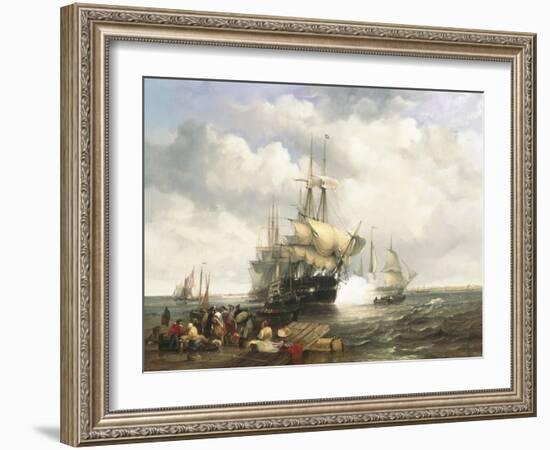 Four Indian Men Preparing to Leave the Lower Thames-John Wilson Carmichael-Framed Giclee Print