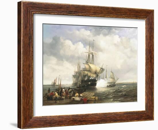 Four Indian Men Preparing to Leave the Lower Thames-John Wilson Carmichael-Framed Giclee Print