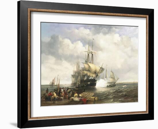 Four Indian Men Preparing to Leave the Lower Thames-John Wilson Carmichael-Framed Giclee Print