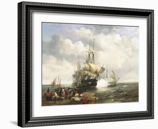 Four Indian Men Preparing to Leave the Lower Thames-John Wilson Carmichael-Framed Giclee Print