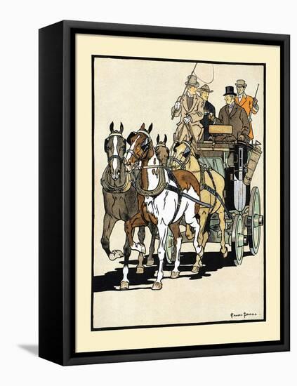 Four Men Riding On Top Of A Carriage Being Drawn By Four Horses-Edward Penfield-Framed Stretched Canvas