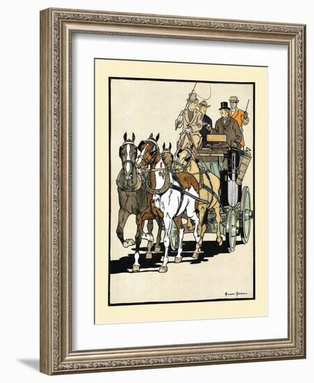 Four Men Riding On Top Of A Carriage Being Drawn By Four Horses-Edward Penfield-Framed Art Print