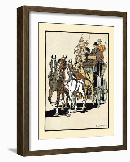 Four Men Riding On Top Of A Carriage Being Drawn By Four Horses-Edward Penfield-Framed Art Print