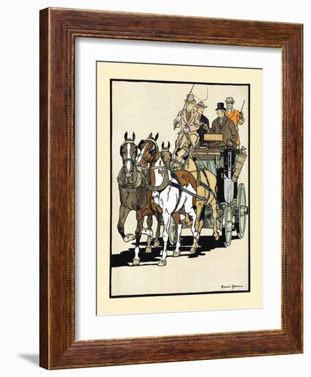 Four Men Riding On Top Of A Carriage Being Drawn By Four Horses-Edward Penfield-Framed Art Print