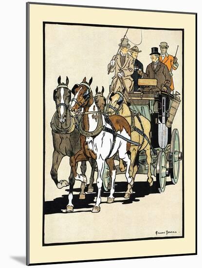 Four Men Riding On Top Of A Carriage Being Drawn By Four Horses-Edward Penfield-Mounted Art Print