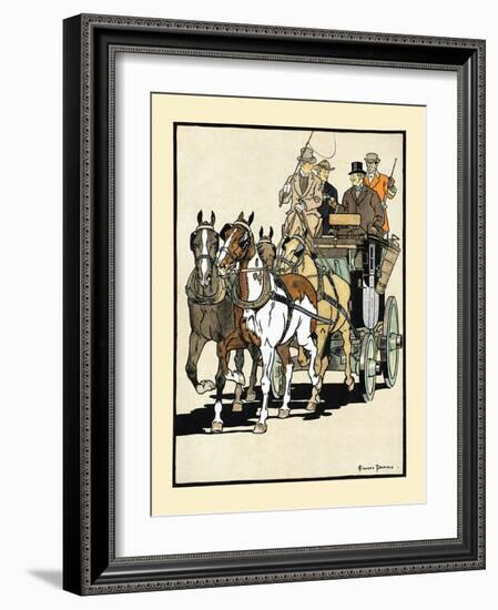 Four Men Riding On Top Of A Carriage Being Drawn By Four Horses-Edward Penfield-Framed Art Print