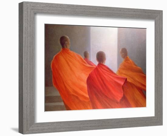 Four Monks on Temple Steps-Lincoln Seligman-Framed Giclee Print