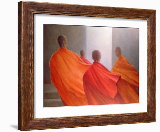 Four Monks on Temple Steps-Lincoln Seligman-Framed Giclee Print