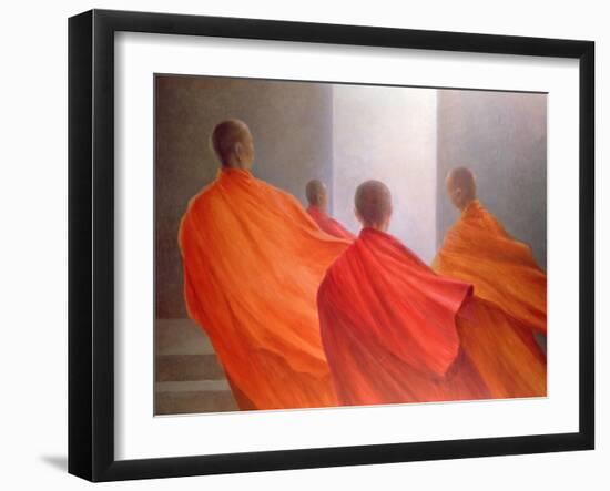 Four Monks on Temple Steps-Lincoln Seligman-Framed Giclee Print