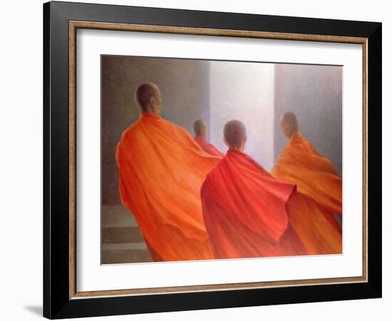 Four Monks on Temple Steps-Lincoln Seligman-Framed Giclee Print