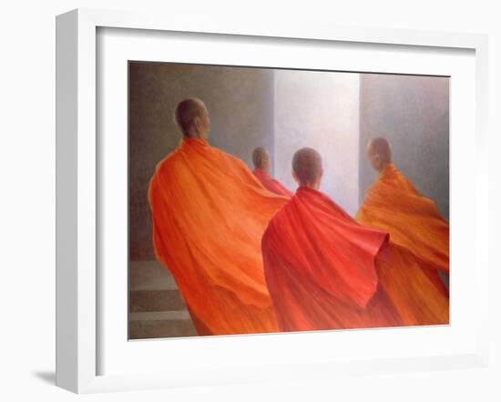 Four Monks on Temple Steps-Lincoln Seligman-Framed Giclee Print