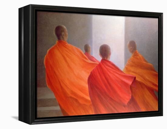 Four Monks on Temple Steps-Lincoln Seligman-Framed Premier Image Canvas