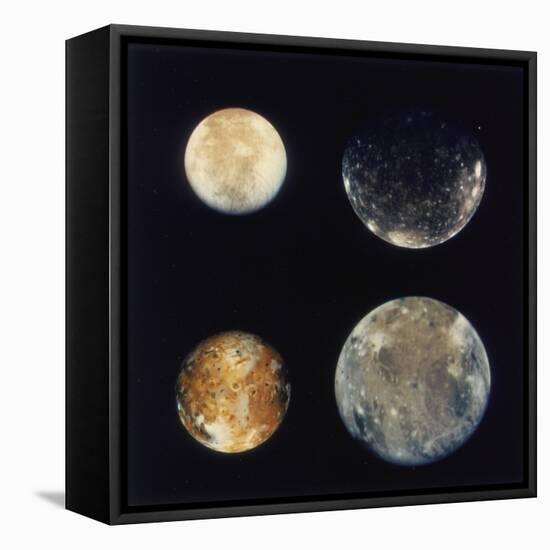 Four Moons of Jupiter, Io, Europa, Ganymede and Callisto, 1979-null-Framed Premier Image Canvas