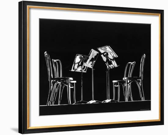 Four Music Stands and Four Chairs-Gjon Mili-Framed Photographic Print