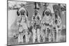 Four Native American Chiefs in Traditional Clothing and Feathered Bonnet-null-Mounted Art Print