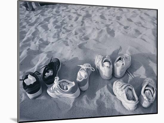 Four Pairs of Shoes on the Sand-Mitch Diamond-Mounted Photographic Print