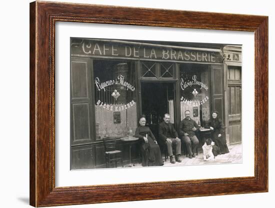 Four People and a Dog Outside a Cafe, France-null-Framed Photographic Print