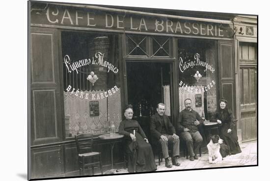 Four People and a Dog Outside a Cafe, France-null-Mounted Photographic Print