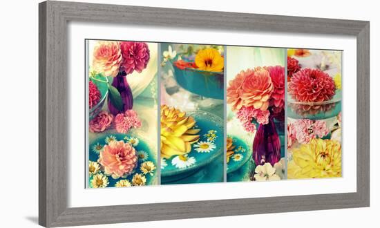 Four Pictures of Flowers with Dish-Alaya Gadeh-Framed Photographic Print