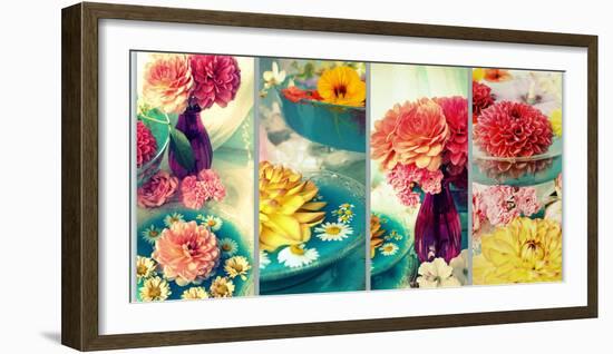 Four Pictures of Flowers with Dish-Alaya Gadeh-Framed Photographic Print