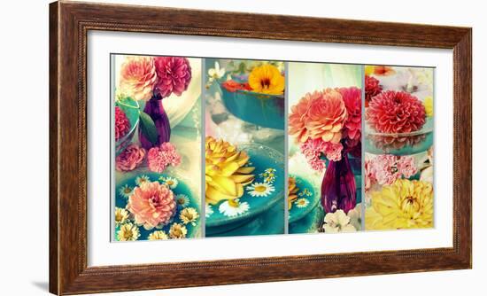 Four Pictures of Flowers with Dish-Alaya Gadeh-Framed Photographic Print