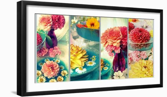 Four Pictures of Flowers with Dish-Alaya Gadeh-Framed Photographic Print